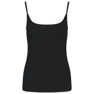 Kariban Damestop met schouderbandjes in Black, voorkant