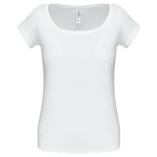 Kariban Ladies’ boat neck short-sleeved T-shirt in White, voorkant