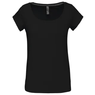 Kariban Ladies’ boat neck short-sleeved T-shirt in Black, voorkant