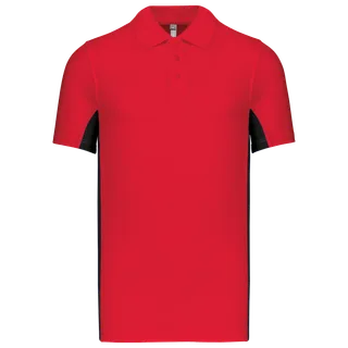 Kariban Tweekleurige piquépolo korte mouwen heren in Red / Black, voorkant