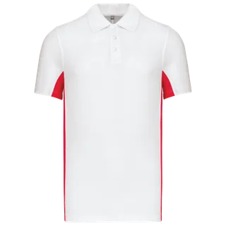 Kariban Tweekleurige piquépolo korte mouwen heren in White / Red, voorkant