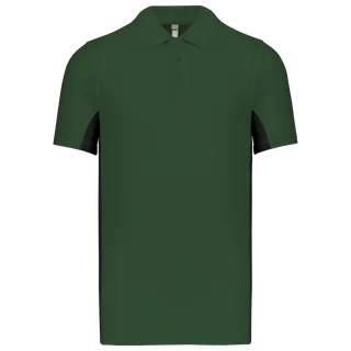 Kariban Tweekleurige piquépolo korte mouwen heren in Forest Green / Black, voorkant