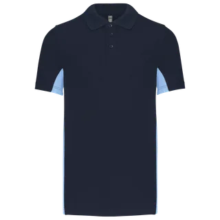 Kariban Tweekleurige piquépolo korte mouwen heren in Navy / Sky Blue, voorkant