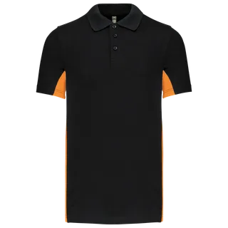 Kariban Tweekleurige piquépolo korte mouwen heren in Black / Orange, voorkant