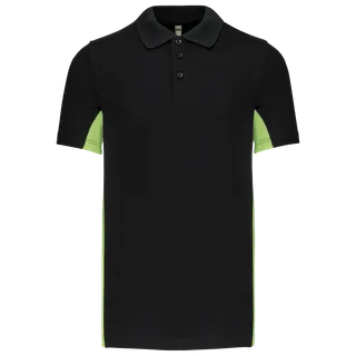 Kariban Tweekleurige piquépolo korte mouwen heren in Black / Lime, voorkant