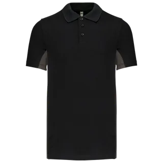 Kariban Tweekleurige piquépolo korte mouwen heren in Black / Dark Grey, voorkant
