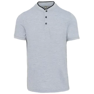 Kariban Herenpolo met maokraag en korte mouwen in Oxford Grey / Black, voorkant