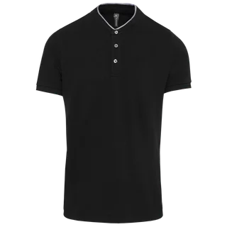 Kariban Herenpolo met maokraag en korte mouwen in Black / Oxford Grey, voorkant