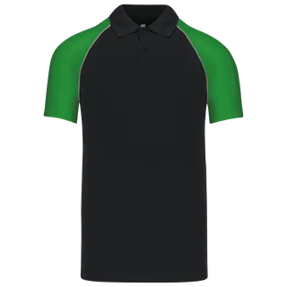 Kariban Polo baseball in Black / Green, voorkant