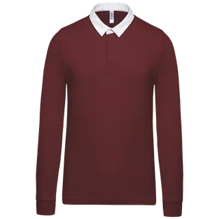 Kariban Rugby polo shirt in Wine / White, voorkant