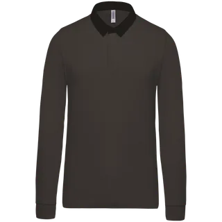 Kariban Rugby polo shirt in Dark Grey / Black, voorkant