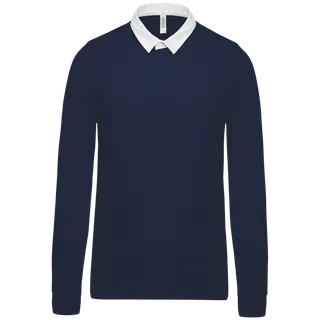 Kariban Rugby polo shirt in Navy / White, voorkant