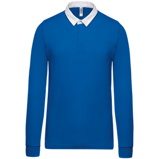 Kariban Rugby polo shirt in Light Royal Blue / White, voorkant