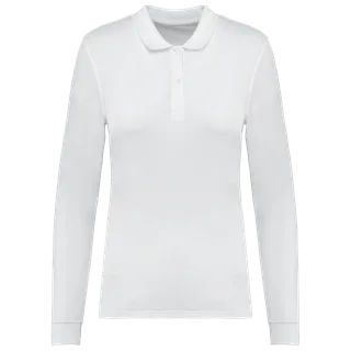 Kariban Damespolo Bio180 piqué lange mouwen in White, voorkant