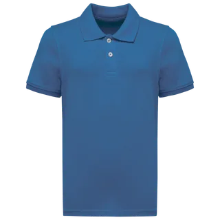 Kariban Kids Bio180 pique polo shirt in Light Royal Blue, voorkant