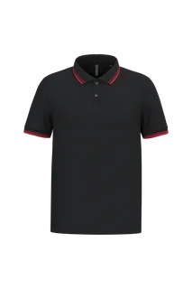 Kariban Herenpolo piqué korte mouw in Black / Red, voorkant