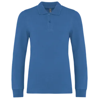 Kariban Kinderpolo lange mouwen in Light Royal Blue, voorkant