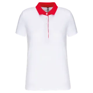 Kariban Tweekleurige damespolo jersey in White / Red, voorkant