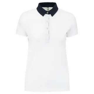 Kariban Tweekleurige damespolo jersey in White / Navy, voorkant