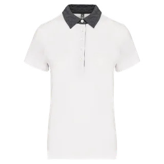 Kariban Tweekleurige damespolo jersey in White / Dark Grey Heather, voorkant
