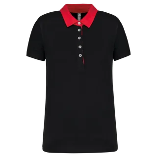 Kariban Tweekleurige damespolo jersey in Black / Red, voorkant