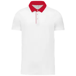 Kariban Men's two-tone jersey polo shirt in White / Red, voorkant