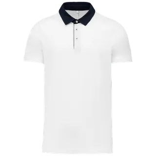 Kariban Men's two-tone jersey polo shirt in White / Navy, voorkant