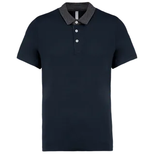Kariban Men's two-tone jersey polo shirt in Navy / Dark Grey Heather, voorkant