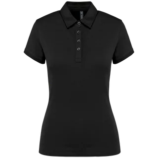 Kariban Damespolo korte mouwen van jersey in Black, voorkant