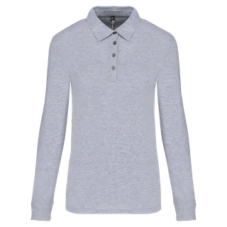 Kariban Ladies' long sleeve jersey polo shirt in Oxford Grey, voorkant