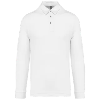 Kariban Herenpolo lange mouwen van jersey in White, voorkant