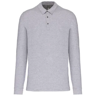 Kariban Herenpolo lange mouwen van jersey in Oxford Grey, voorkant