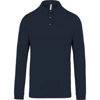 Kariban Herenpolo lange mouwen van jersey in Navy, voorkant