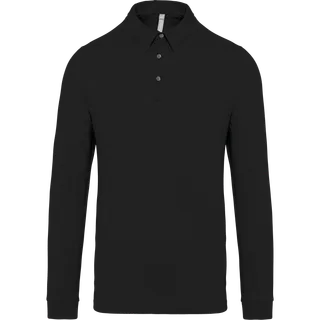 Kariban Herenpolo lange mouwen van jersey in Black, voorkant