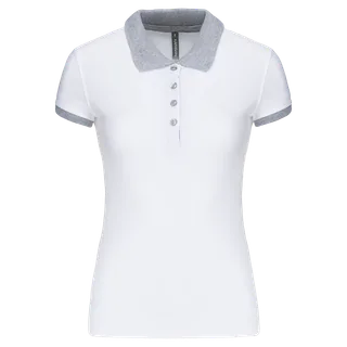 Kariban Piqué-damespolo tweekleurig in White / Oxford Grey, voorkant