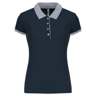Kariban Piqué-damespolo tweekleurig in Navy / Oxford Grey, voorkant