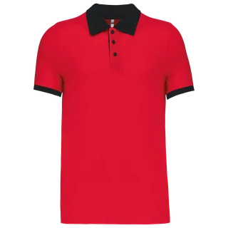 Kariban Piqué-herenpolo tweekleurig in Red / Black, voorkant