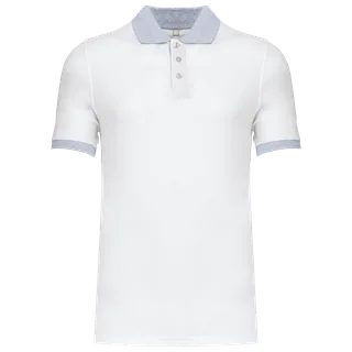 Kariban Piqué-herenpolo tweekleurig in White / Oxford Grey, voorkant