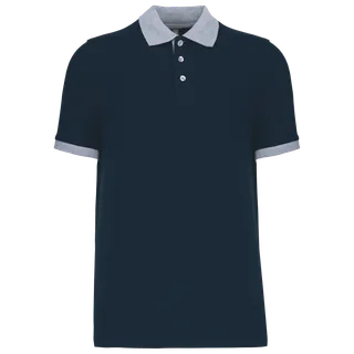 Kariban Piqué-herenpolo tweekleurig in Navy / Oxford Grey, voorkant