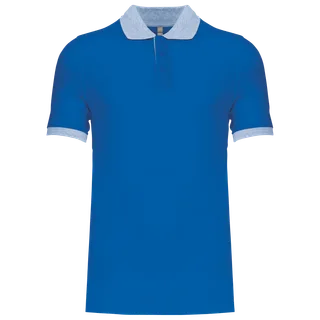 Kariban Piqué-herenpolo tweekleurig in Light Royal Blue / Oxford Grey, voorkant