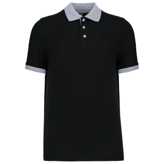 Kariban Piqué-herenpolo tweekleurig in Black / Oxford Grey, voorkant