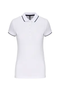 Kariban Damespolo korte mouwen in White / Navy / White, voorkant