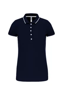 Kariban Damespolo korte mouwen in Navy / White / Red, voorkant