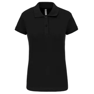 Kariban Piquépolo korte mouwen dames in Black, voorkant