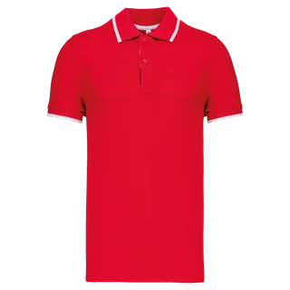 Kariban Men's short-sleeved polo shirt in Red / White / Navy, voorkant