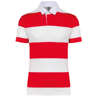 Kariban Gestreepte polo in Red / White Stripes, voorkant
