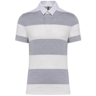 Kariban Gestreepte polo in Oxford Grey / White Stripes, voorkant