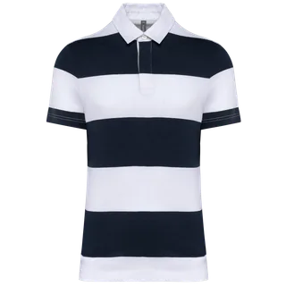 Kariban Gestreepte polo in Navy / White Stripes, voorkant