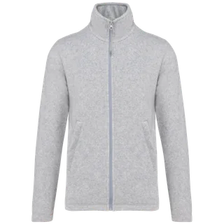 Kariban Microfleece met rits heren in Ash Heather, voorkant