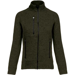 Kariban Heather damesvest met rits in Dark Khaki Melange, voorkant